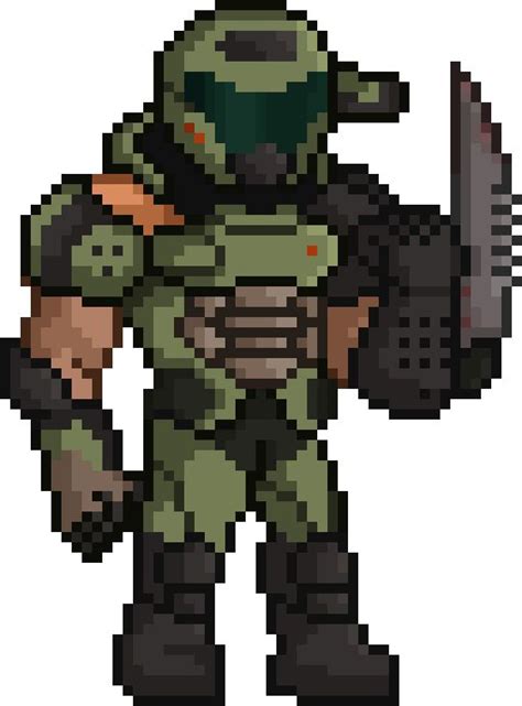 Pixel Art Of Doomdoomguydoomslayer Character