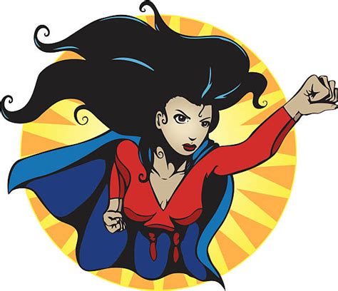 Brunette Female Superheroes Illustrations Royalty Free Vector Graphics