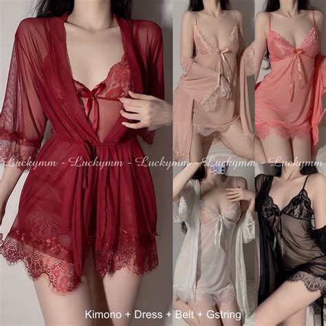 Jual Sexy Lingerie Kimono Baju Tidur Seksi Wanita One Set 22 Shopee