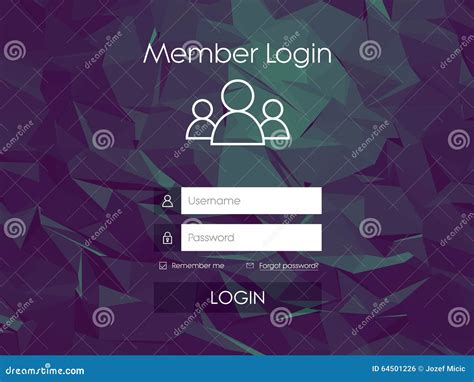 Login Form Menu With Simple Line Icons Low Poly Stock Vector