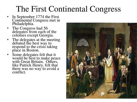 First Continental Congress And Lexington And Concord Ppt Download