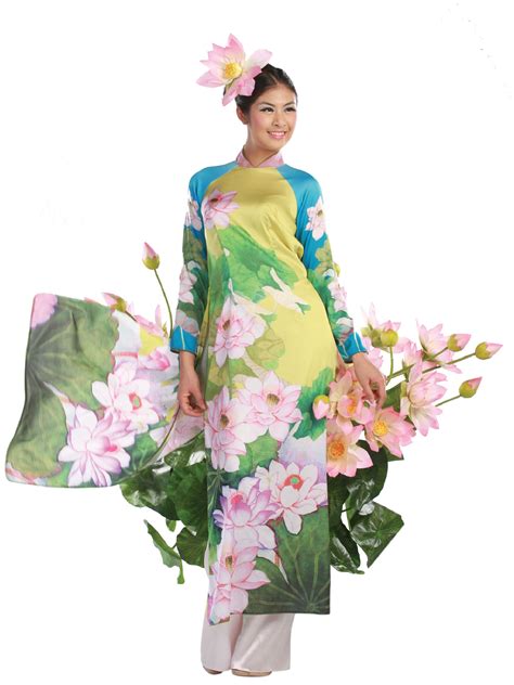 Ao Dai Lotus Ao Dai Hoa Sen Traditional Dresses Ao Da