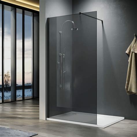 Buy Elegant Walk In Shower Enclosure 8mm Dark Grey Easy Clean Safety Glass Shower Cubicles Wet