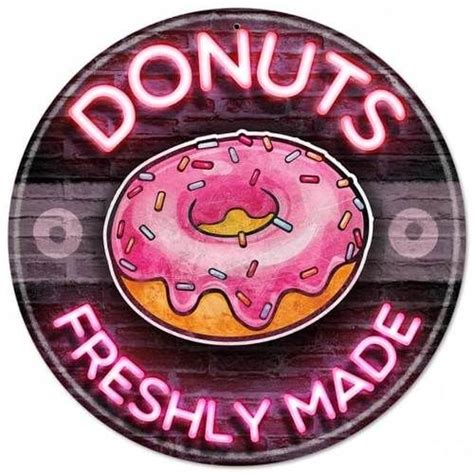 Donuts Freshly Made Metal Sign 14 X 14 Inches