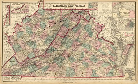Grays New Topographical Map Of Virginia And West Virginia By Ow Gray