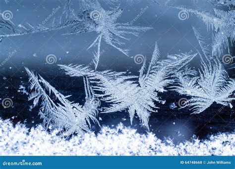 Frosted Winter Ice Crystals On Glass Stock Photo Image Of Macro