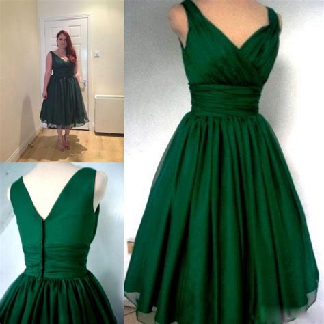 Buy Emerald Green 1950s Cocktail Dress 2016 Vintage Tea Length Plus Size