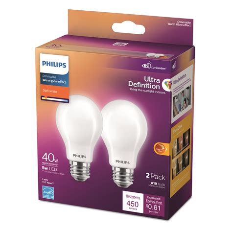 Philips Ultra Definition Led 40 Watt A19 Light Bulb Frosted Soft White