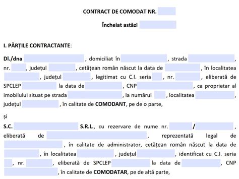 Model Contract De Comodat Sediu Social 2023
