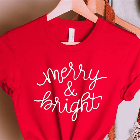 Merry And Bright Shirt Christmas Shirts For Women Christmas Etsy