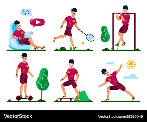 Summer Recreation Activities Flat Concepts Vector Image