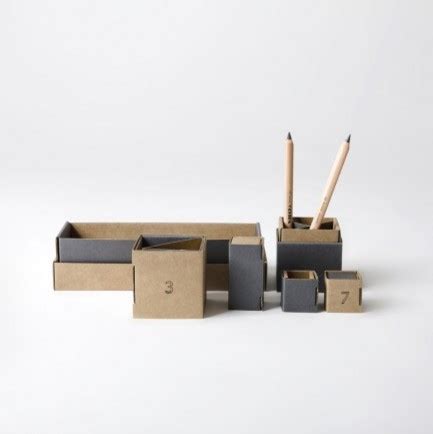 Soto storage boxes, set of 3. Cardboard Desk Tidy, Gray - Modern - Desk Accessories - by ...