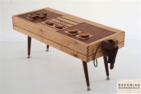 Nintendo controller coffee table par charles lushear journal du design nes cool tables furniture handmade gadgetsin shut up and take my yen custom retro contrôleur de jeu vidéo basse with. This Wooden NES Controller Coffee Table is Perfect for Any ...