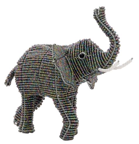 Beaded African Elephant Wireworx Beaded Animal Figurine