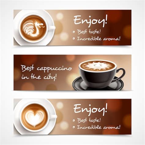 Coffee Advertising Horizontal Banners Free Vector