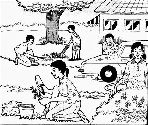 Sekitar Kawasan Sekolah Gambar Outlinemanusiagerakerja