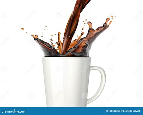 Gietende Koffie In Een Witte Mok Zachte Nadruk Stock Afbeelding Image Of Vloeistof Aroma