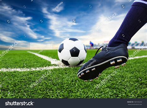 Foot Kicking Soccer Ball Stock Photo 183105233 Shutterstock