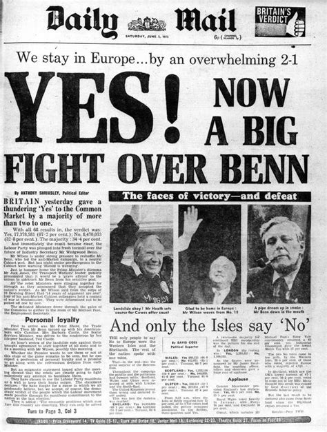 The Front Page Of The British Daily Newspaper Daily Mail 7 June 1975