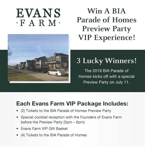 Win A Bia Parade Of Homes Preview Party Vip Experience Evans Farm