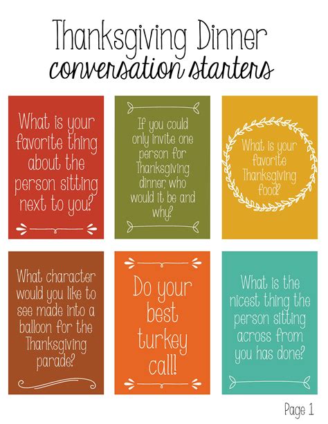 Printable Thanksgiving Dinner Conversation Starters Tooth The Movie