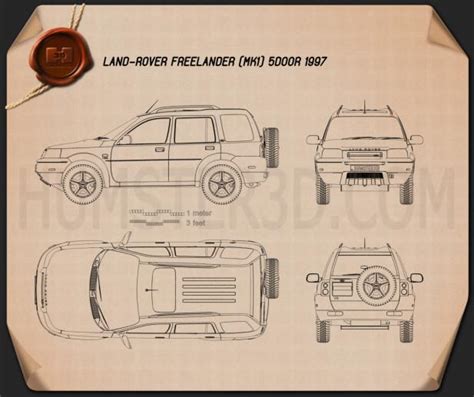 Land Rover Freelander 5 Door 1997 Blueprint Hum3d