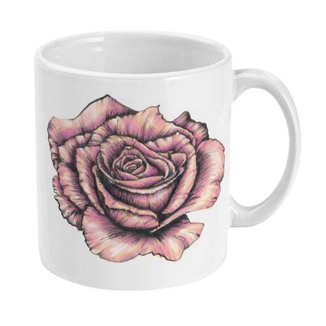 Mug Pink Rose Art Rose Illustration Rose Art Ts For Nature