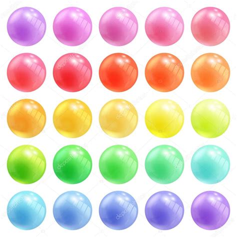 Conjunto De Coloridas Esferas Vectoriales Redondas O Bolas En Colores