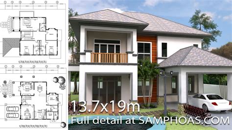 Om te beginnen, moet u uw plot, verdelers en kamers tekenen, hetzij. Home Design 3d Sketchup Villa Plan 13.7x19m - YouTube