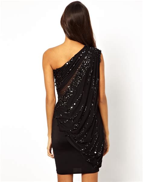 Forever Unique Zara Embellished One Shoulder Dress In Black Lyst