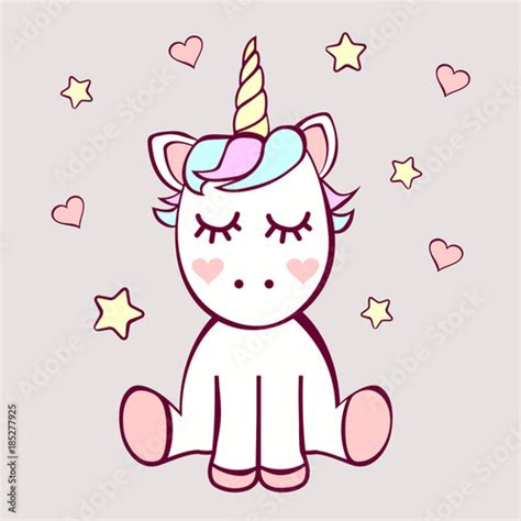 Unicorn With Stars And Hearts Stock Image And Royalty Free Vector
