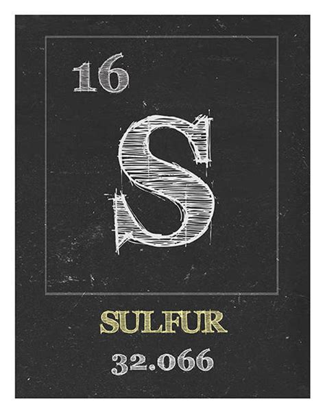 Periodic Table Sulfur Poster Art Print Periodic Table Of Etsy