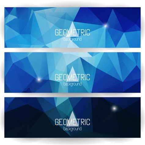 Colección De Banners Geométricos Azules Vector Gratis