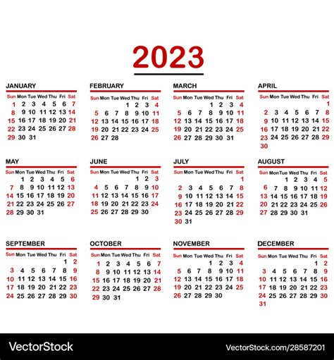 2023 Calendar Vector Printable Calendar 2023