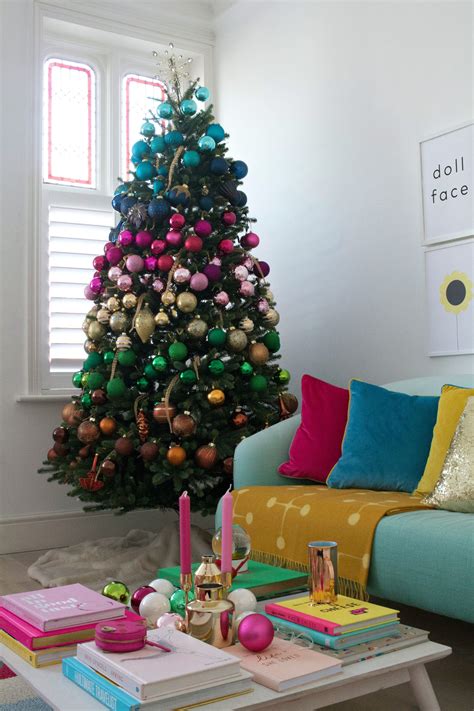 My Rainbow Faux Christmas Tree And Baubles From Balsam Hill Faux