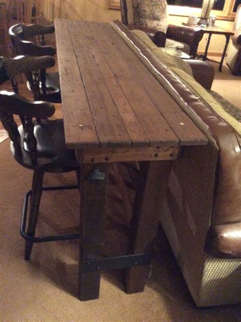 How to build a sofa table / bar table. Bar table I made for behind couch | Metal wood furniture ...