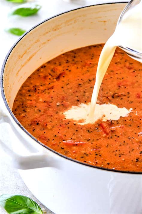 I added a 1/2 cup of heavy cream to the recipe to make a creamier soup. BEST EVER Creamy Tomato Basil Soup with Parmesan (+ Video!)