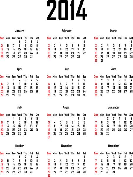 Week Number 2014 Calendar Free Vector Download 4032 Free Vector For