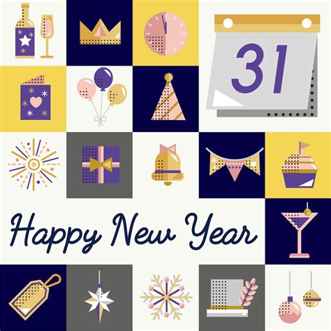 New Year Icons Set Vector Download Free Vectors Clipart Graphics