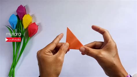 Cara Membuat Bunga Tulip Dari Kertas Origami Origami Tulip Flowers