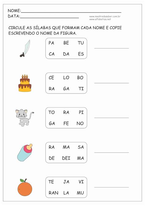 Junte As Sílabas E Forme Palavras Mestre Do Saber