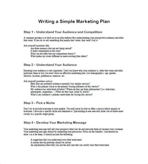 Simple Marketing Plan Templates PDF Word Format Download