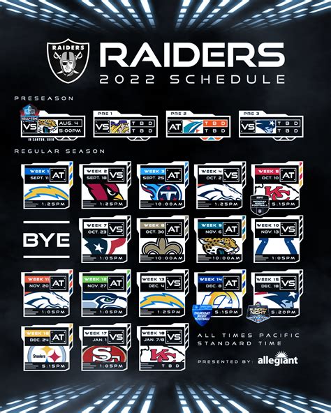 Raiders Add Preseason Dates And Times To 2022 Schedule
