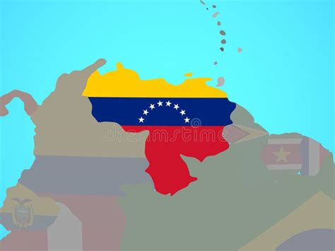 Venezuela With Flag On Map Stock Illustration Illustration Of Render