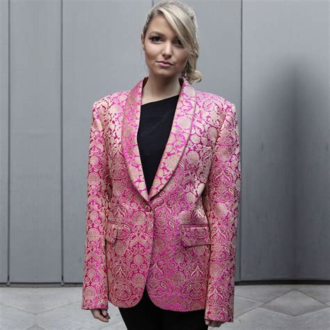Tailored Silk Brocade Jacket Pink House Of Gharats