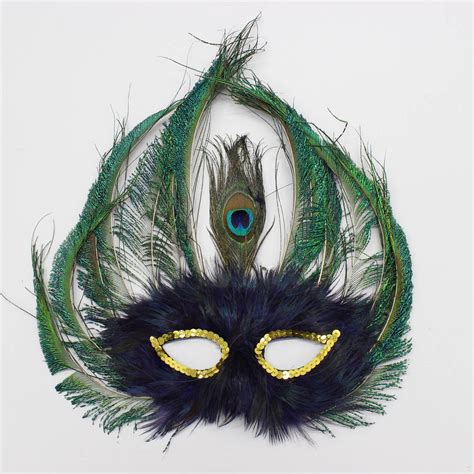 Peacock Feather Masquerade Mask Coxeer Venetian Mask Mardi Etsy