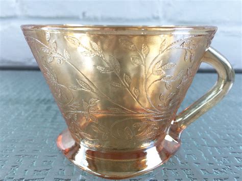 Jeannette Glass Company Floragold Cups Etsy