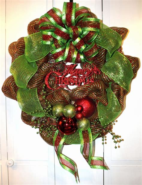 Green Deco Mesh Christmas Wreath Flawssy