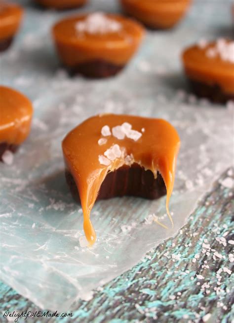 The slightly salty caramel offsets the sweet chocolate cookie. Salted Caramel Fudge Cups - Delightful E Made