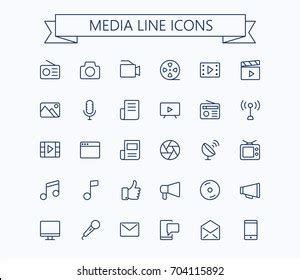 Multimedia Vector Icons Set Thin Line Stock Vector Royalty Free